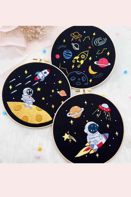 Galaxy Embroidery Kit for  Adult Kids Beginner,Hand Embroidery Starter Kit with Space Patterns