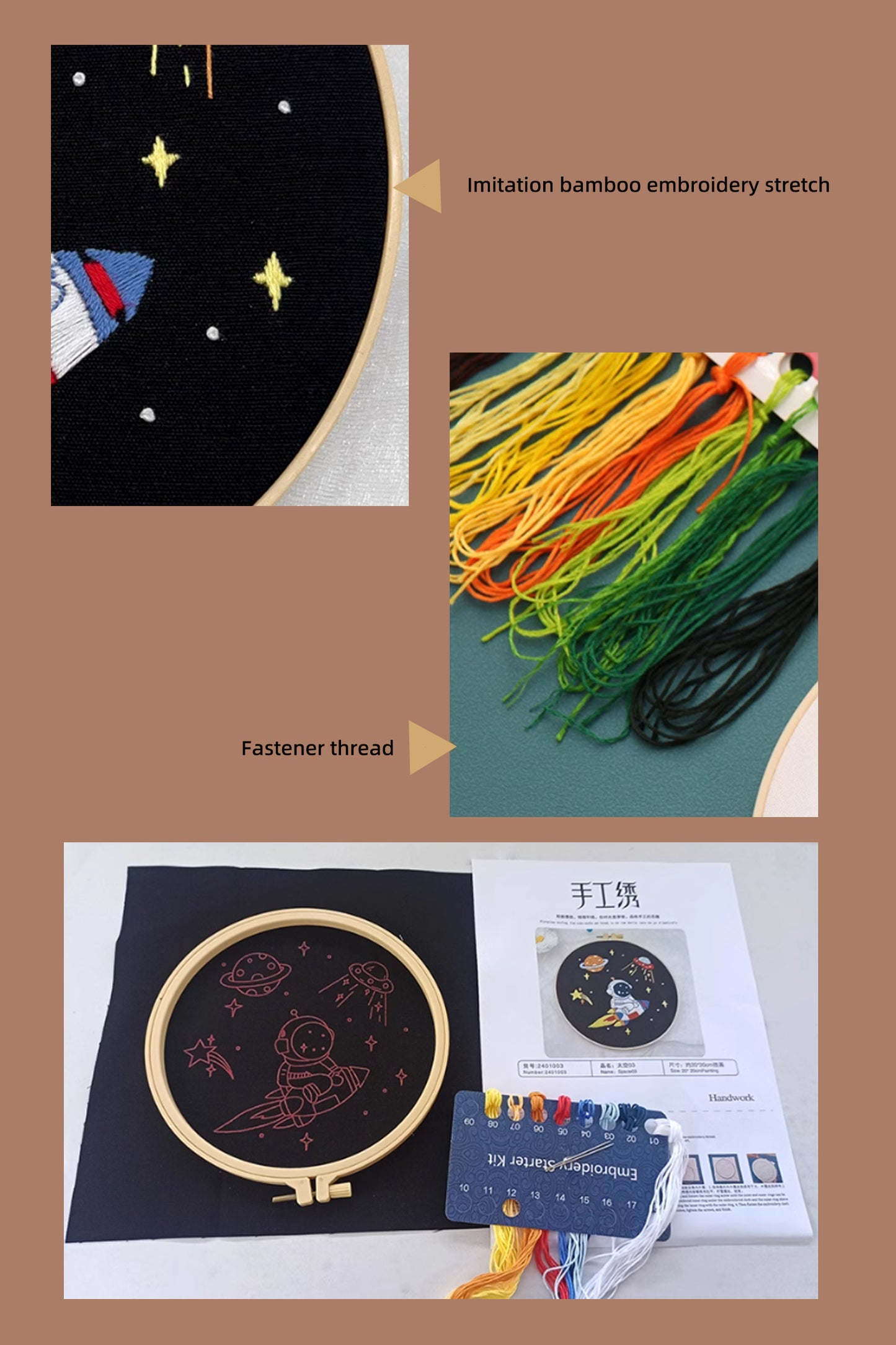 Galaxy Embroidery Kit for  Adult Kids Beginner,Hand Embroidery Starter Kit with Space Patterns