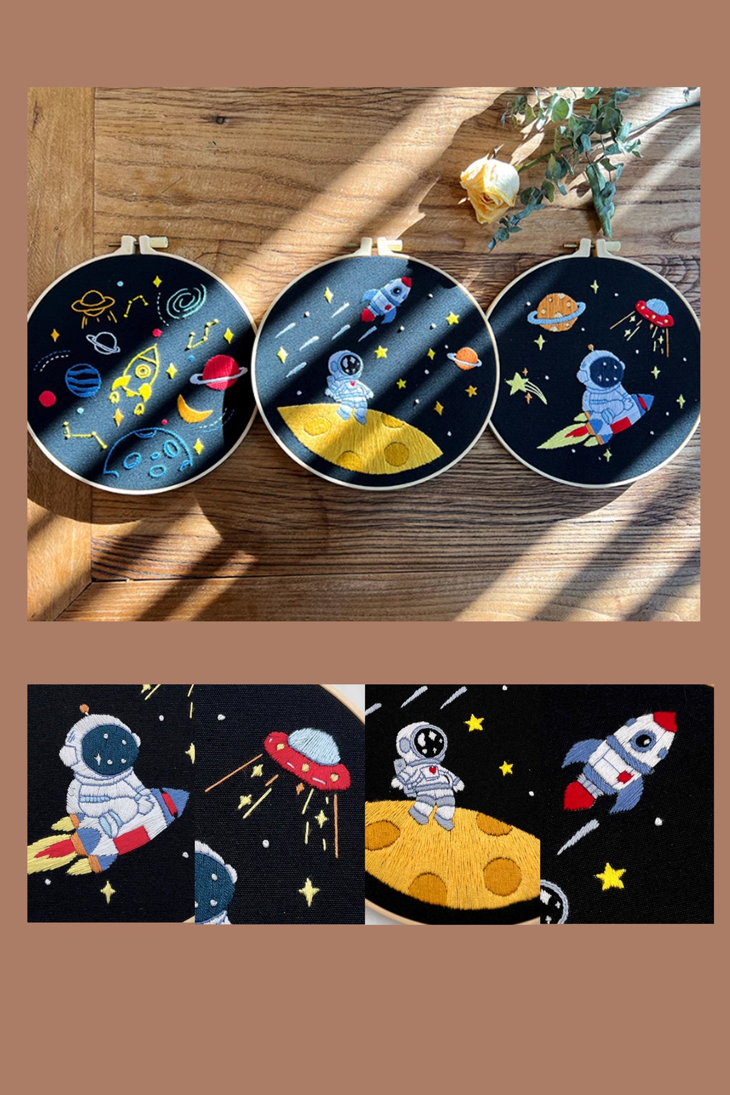 Galaxy Embroidery Kit for  Adult Kids Beginner,Hand Embroidery Starter Kit with Space Patterns